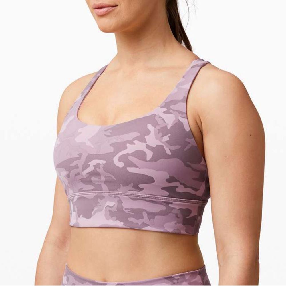 lululemon energy long line Camo pink taupe Bra